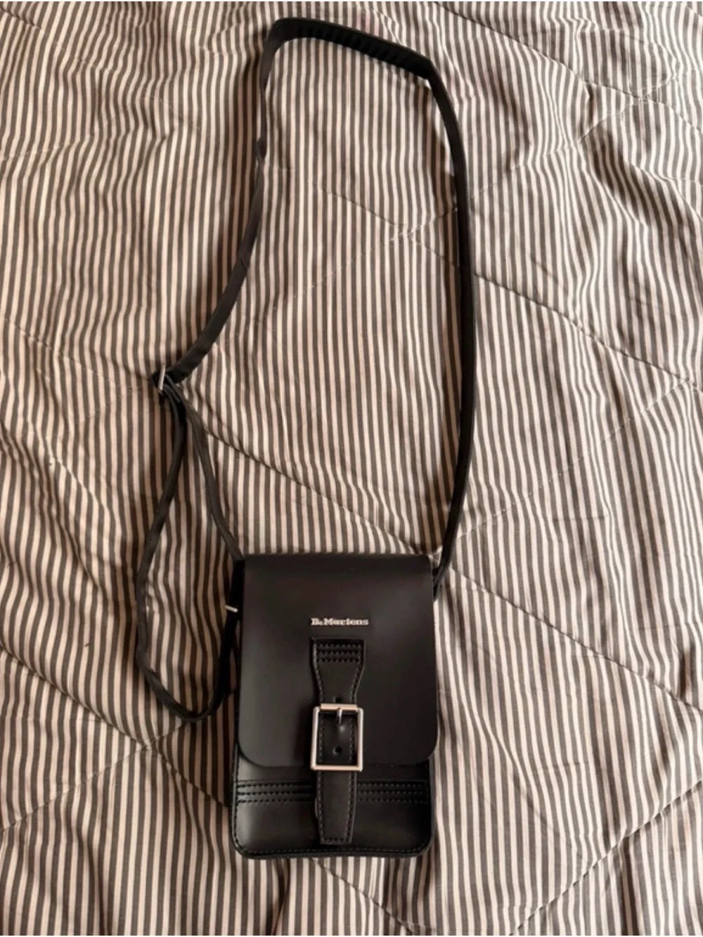 Dr. Martens Black Leather Buckle Messenger Crossbody